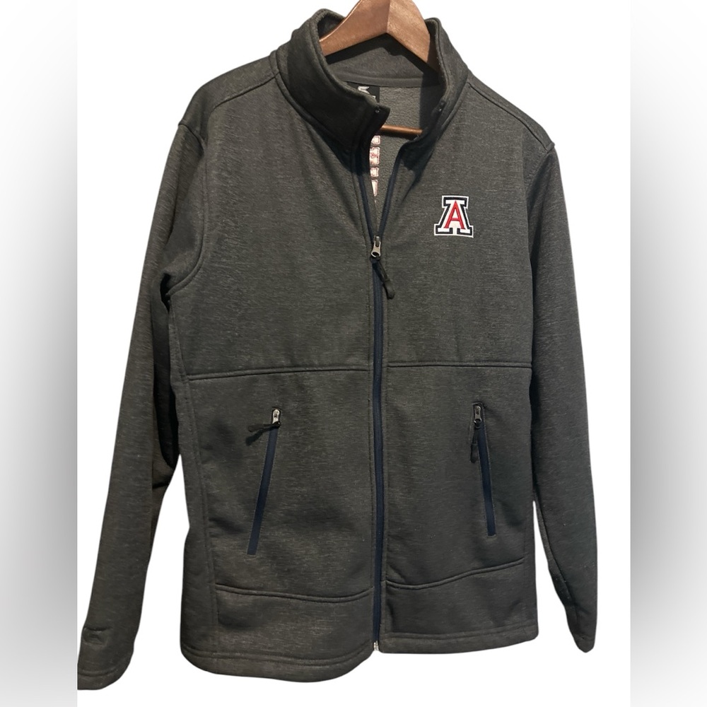 Arizona Wildcats Jacket Mens Medium Gray Full Zip Embroidered Logos sweatshirt